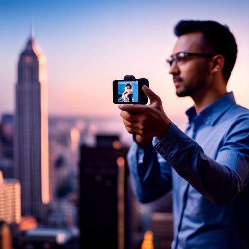 An image of a person using a handheld 3D scanner to capture the details of an object, with a background of a bustling city to represent the gig economy